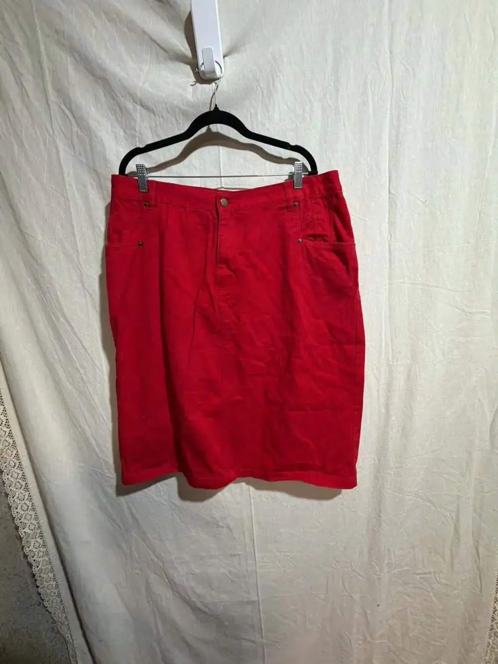 Jessica London Red 100% Cotton Denim Skirt Size 18